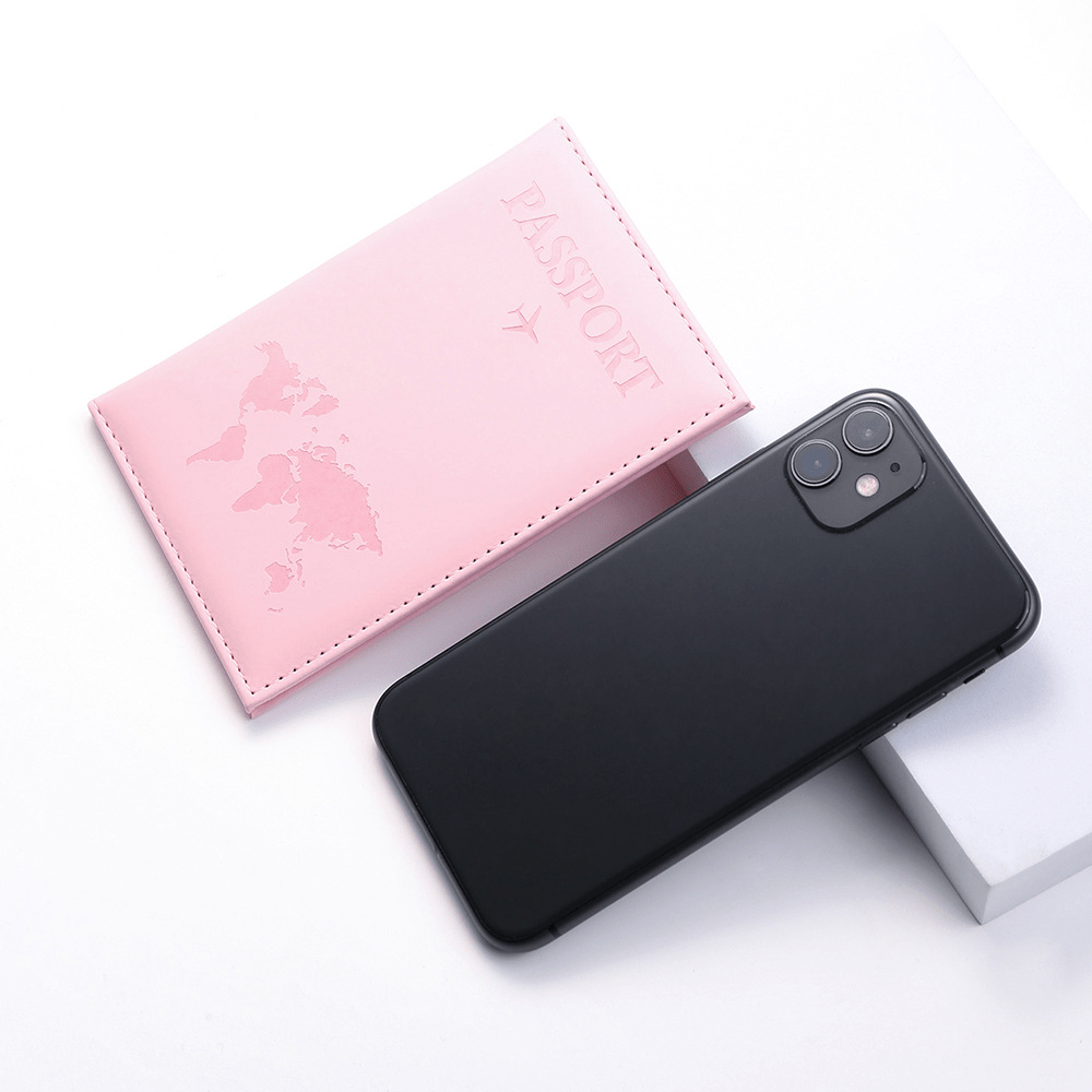 1pc Minimalist PU Leather Travel Passport Holder, Ticket Holder