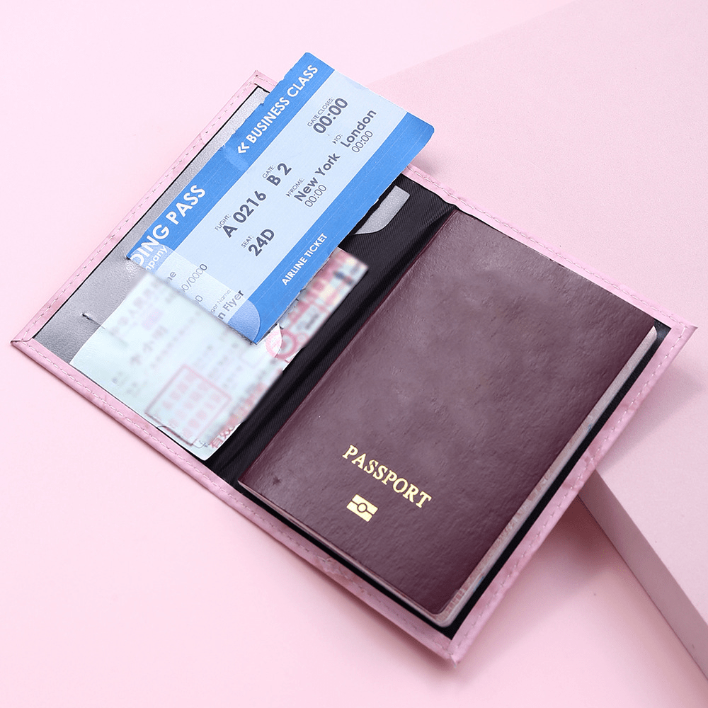 1pc Minimalist PU Leather Travel Passport Holder, Ticket Holder