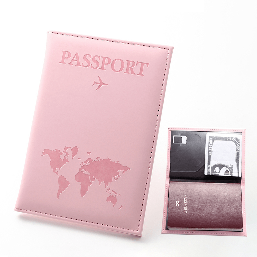 1pc Minimalist PU Leather Travel Passport Holder, Ticket Holder