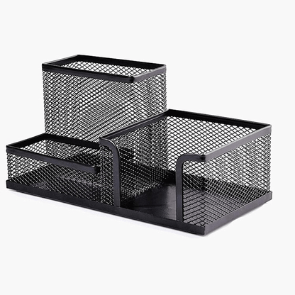 1pc Three Grids Combination Iron Mesh Metal Pen Holder Student Desktop Multifunctional Pen Holder Learning Office Stationery Supplies