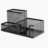 Portalápices de metal con tres rejillas de malla de hierro para estudiantes, multifuncional, para escritorio, material de papelería para oficina y aprendizaje, 1 unidad