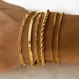 6-piece Fine Alloy Chain Bracelet Set Simple Women's Bracelet Jewelry Decoration Bead Quantity 5-9 Pieces