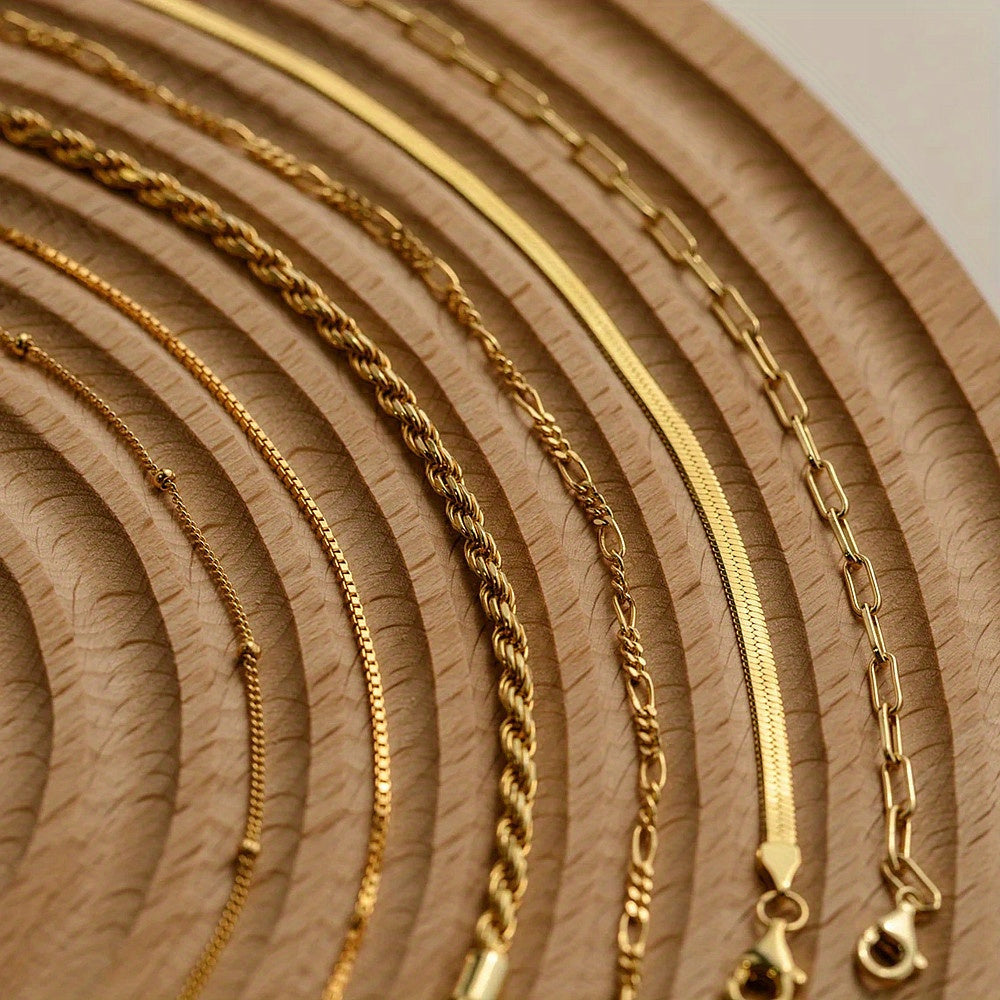 6-piece Fine Alloy Chain Bracelet Set Simple Women's Bracelet Jewelry Decoration Bead Quantity 5-9 Pieces