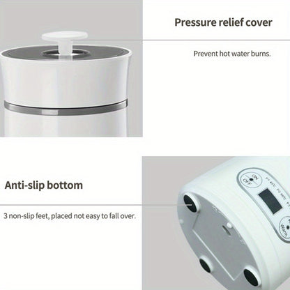 EU Plug Travel Electric Kettle, 350Ml Portable Small Tea Coffee Kettle Water Boiler, Personal Water Heater, with Temperature Control & LED Display, 300W, 304 Stainless Steel, Mini Heated Water Cup for Coffee, Tea, Milk, Soup,