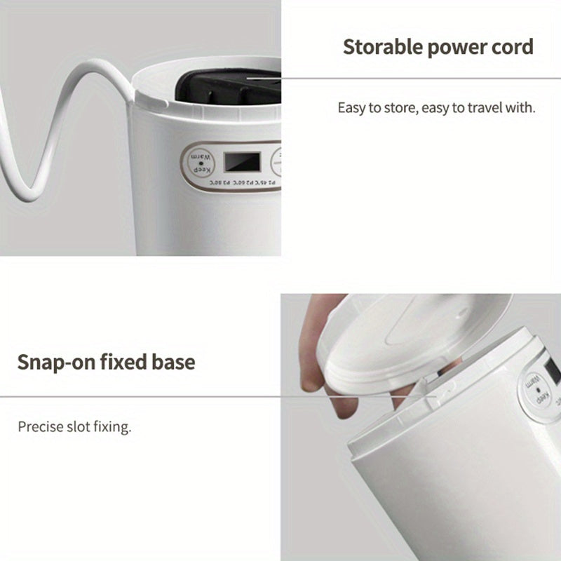 EU Plug Travel Electric Kettle, 350Ml Portable Small Tea Coffee Kettle Water Boiler, Personal Water Heater, with Temperature Control & LED Display, 300W, 304 Stainless Steel, Mini Heated Water Cup for Coffee, Tea, Milk, Soup,