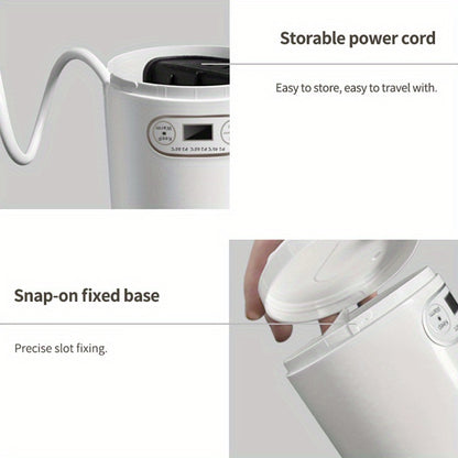 EU Plug Travel Electric Kettle, 350Ml Portable Small Tea Coffee Kettle Water Boiler, Personal Water Heater, with Temperature Control & LED Display, 300W, 304 Stainless Steel, Mini Heated Water Cup for Coffee, Tea, Milk, Soup,