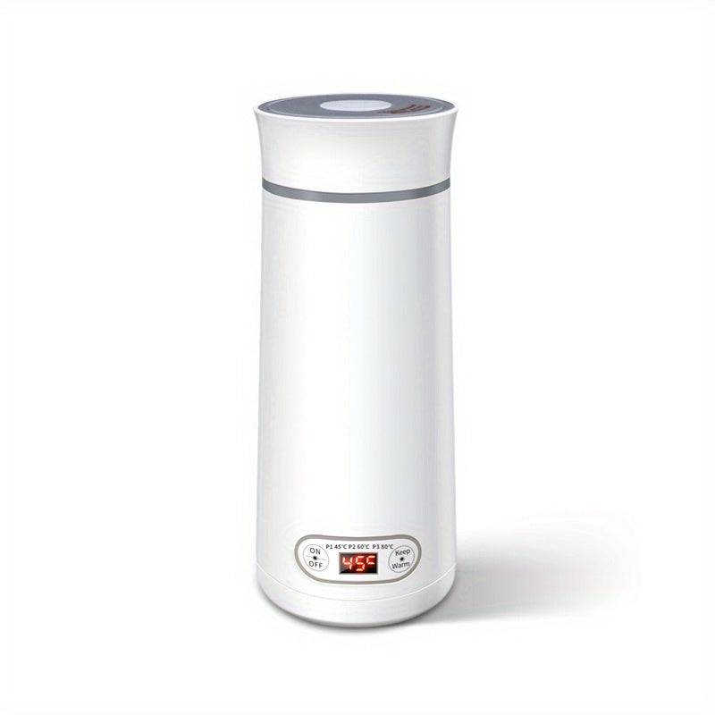 EU Plug Travel Electric Kettle, 350Ml Portable Small Tea Coffee Kettle Water Boiler, Personal Water Heater, with Temperature Control & LED Display, 300W, 304 Stainless Steel, Mini Heated Water Cup for Coffee, Tea, Milk, Soup,
