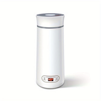 EU Plug Travel Electric Kettle, 350Ml Portable Small Tea Coffee Kettle Water Boiler, Personal Water Heater, with Temperature Control & LED Display, 300W, 304 Stainless Steel, Mini Heated Water Cup for Coffee, Tea, Milk, Soup,