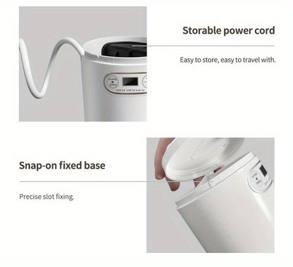 EU Plug Travel Electric Kettle, 350Ml Portable Small Tea Coffee Kettle Water Boiler, Personal Water Heater, with Temperature Control & LED Display, 300W, 304 Stainless Steel, Mini Heated Water Cup for Coffee, Tea, Milk, Soup,