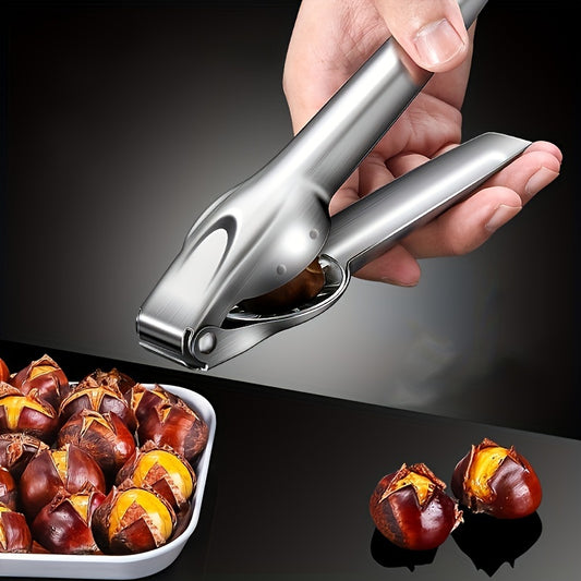 Stainless Steel Nutcracker - Versatile Chestnut, Walnut &amp; Dried Fruit Opener for Home, Outdoor Picnics &amp; Commercial Use