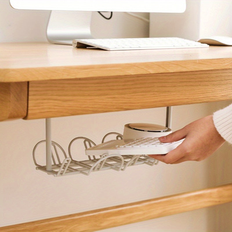 1pc Under Desk Cable Management Tray Home Living Room Storage Rack Wire Cord Power Strip Adapter Organizer Shelf For Offices