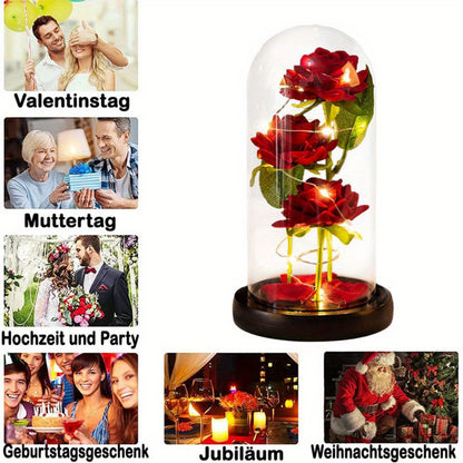 1pc, Birthday Gifts For Her, Rose Artificial In Dome, LED Light Up Rose Gift Decoration, Enchanted Gift For Women For Mother's Day, Christmas Day, Valentine's Day, Birthday, Rose Lamp (Battery Not Included)