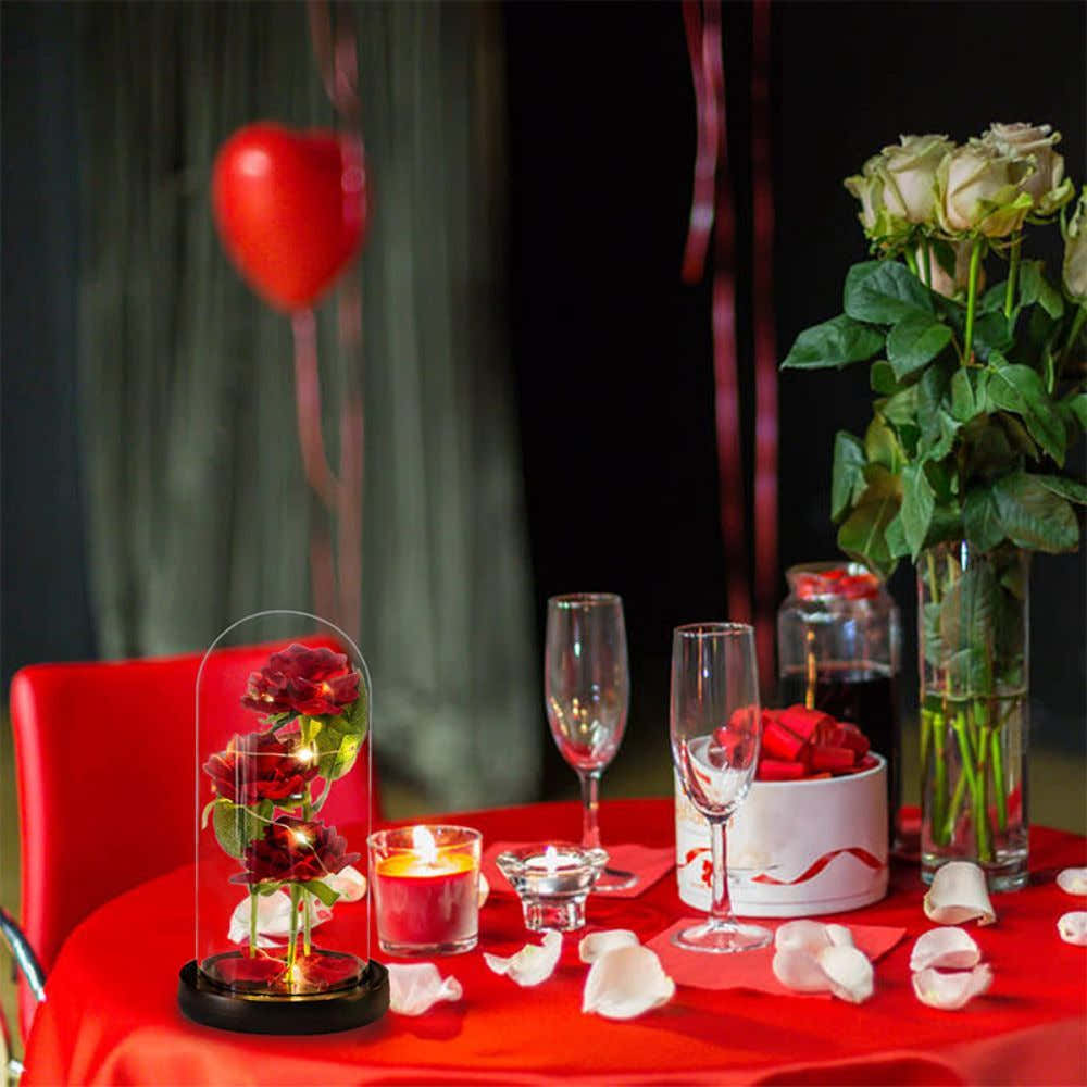 1pc, Birthday Gifts For Her, Artificial Rose In Dome, LED Light Up Rose Gift Decoration, Enchanted Gift For Women For Mother's Day, Christmas Day, Valentine's Day, Birthday, Rose Lamp (Battery Not Included)
