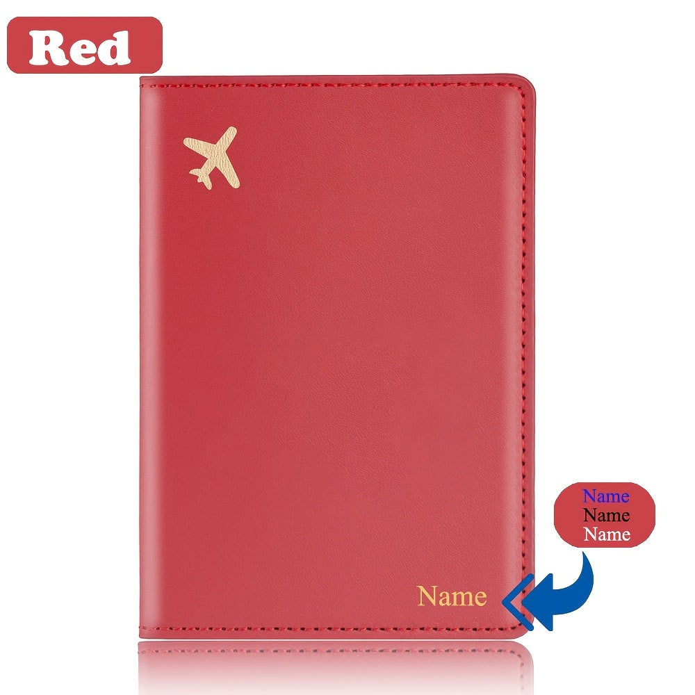 Minimalist Faux Leather Passport Cover with Custom Name - RFID Blocking, Water-Resistant Travel Wallet Card Holder for Men and Women, Lightweight Unlined Passport Pouch for Vacation