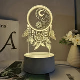 USB Powered Dreamcatcher LED Night Light with Warm Glow and Key Switch - Decorative Desk Lamp for Home