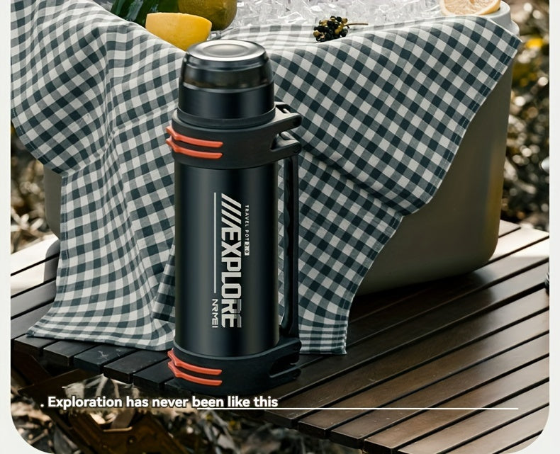 NRMEI Large Stainless Steel Insulated Water Bottle - 1L/2L/3L Capacity, Portable & Durable for Outdoor Activities, Travel, and Construction Sites