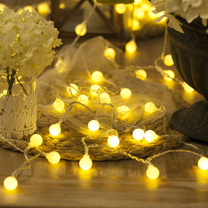 1pc, Sphere String Lights, Battery Operated Indoor Fairy Lights, For Indoor & Outdoor, Party, Wedding And Holiday Decorations New Year Warm White