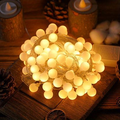 1pc, Sphere String Lights, Battery Operated Indoor Fairy Lights, For Indoor & Outdoor, Party, Wedding And Holiday Decorations New Year Warm White