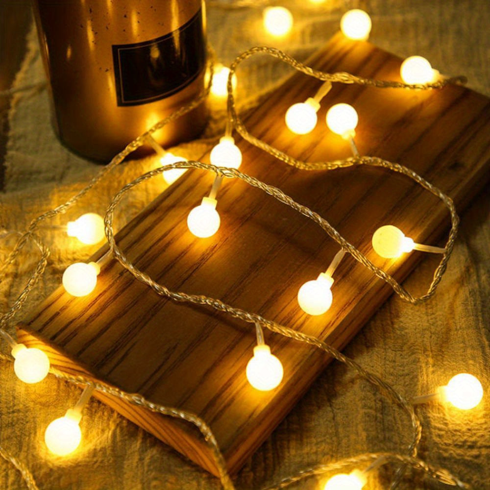 1pc, Sphere String Lights, Battery Operated Indoor Fairy Lights, For Indoor &amp; Outdoor, Party, Wedding And Holiday Decorations New Year Warm White