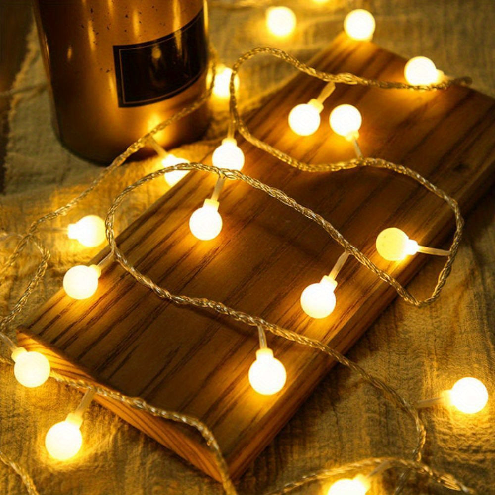 1pc, Sphere String Lights, Battery Operated Indoor Fairy Lights, For Indoor &amp; Outdoor, Party, Wedding And Holiday Decorations New Year Warm White