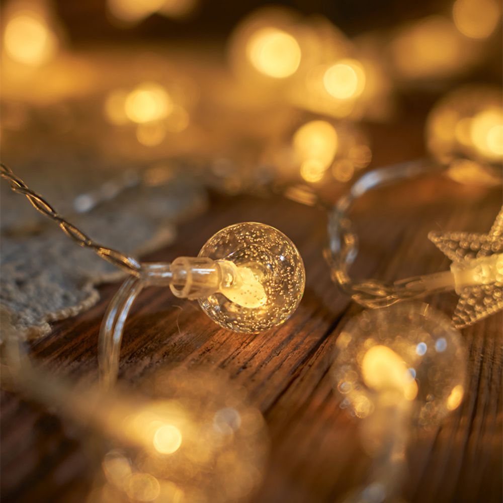 1pc, LED Bubble Ball String Lights, Battery Operated Indoor Fairy Lights, For Indoor Outdoor, Party, Wedding and Holiday Decorations New Year