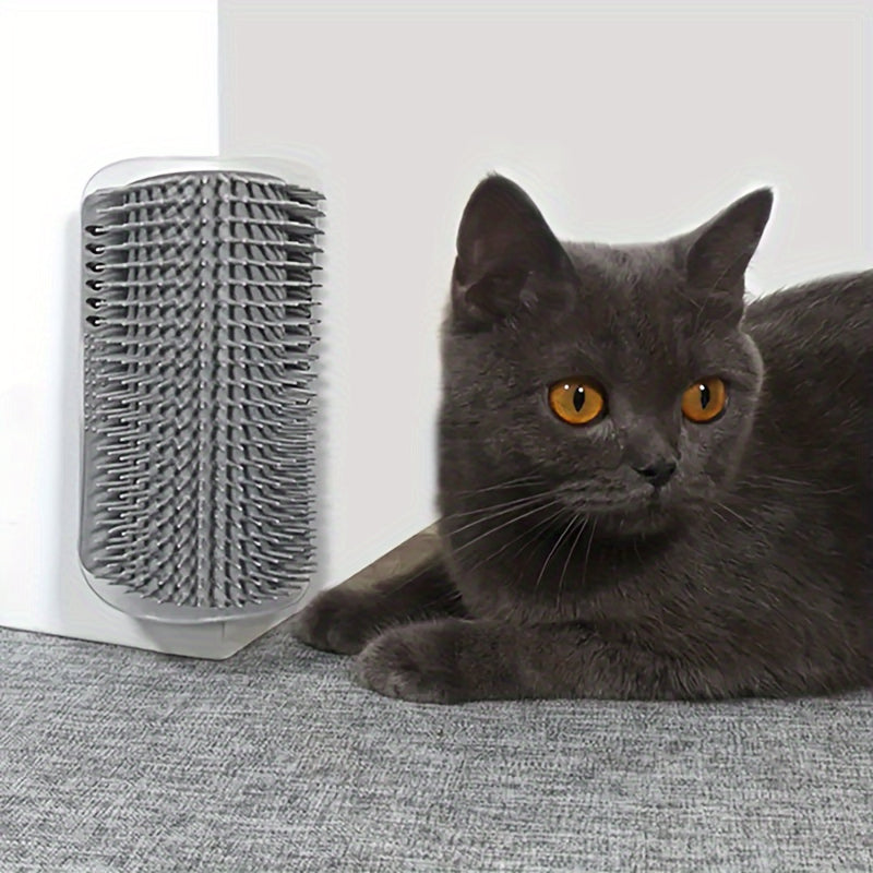 Self-Cleaning Cat Grooming Brush - Wall Corner Mounted Massage Comb for Shedding & Itch Relief, Interactive Teaser Tool for Cats, Ideal Daily Use & Great Gift for Cat Owners, Cat Grooming Tools, Plastic, Pet Hair Removal, Sui
