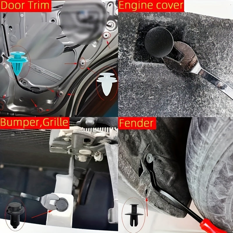 100 clips de fijación para coche, herramientas de desmontaje, seis tamaños populares de clips para molduras de puertas y remaches de parachoques.