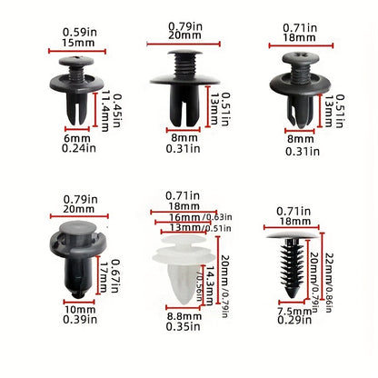 100pcs Car Fixing Clips, Disassembly Tools, Six Popular Sizes Of Door Trim Clips And Bumper Push Rivet Clips