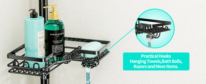 Adjustable Stainless Steel Corner Shower Caddy with Soap Holder - Rustproof & Waterproof, Fits 67.82cm to 275.08cm Spaces