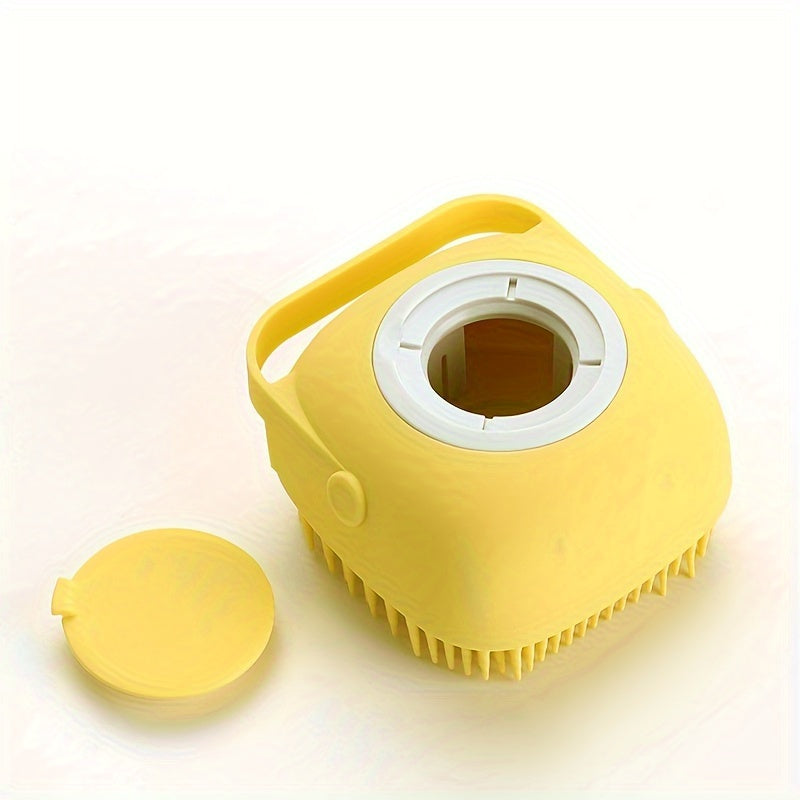 Pet Shampoo Brush, Silicone Massage Rubber Bath Comb With Shampoo Storage For Dog & Cat, Pet Grooming Tool