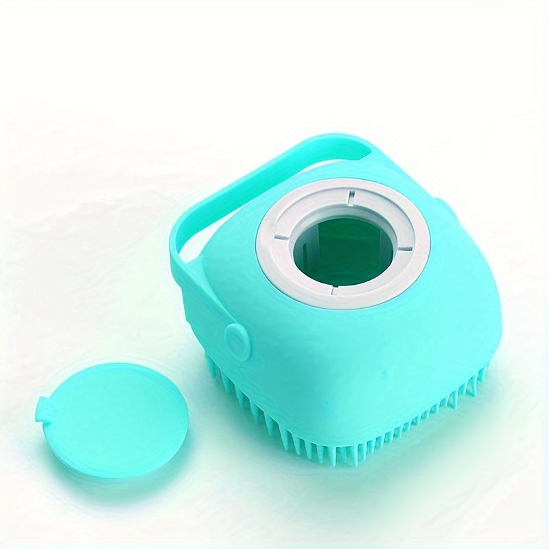 Pet Shampoo Brush, Silicone Massage Rubber Bath Comb With Shampoo Storage For Dog & Cat, Pet Grooming Tool