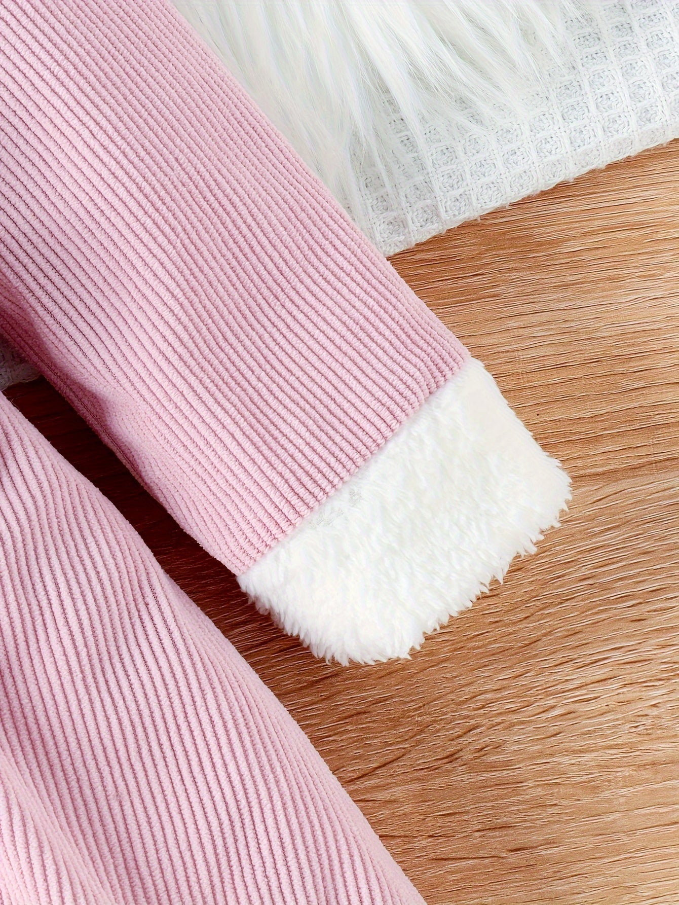 Baby's Elegant Fuzzy Collar Corduroy Long Sleeve Dress + Hat + Belt, Infant &amp; Toddler Girl's Dress For Daily Wear/Holiday/Party, As Gift