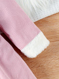 Baby's Elegant Fuzzy Collar Corduroy Long Sleeve Dress + Hat + Belt, Infant &amp; Toddler Girl's Dress For Daily Wear/Holiday/Party, As Gift