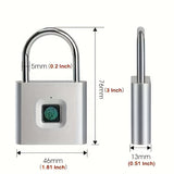 1pc Mini Smart Fingerprint Padlock, Security Door Lock, Keyless USB Rechargeable Lock For Suitcase Luggage