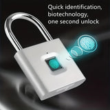 1pc Mini Smart Fingerprint Padlock, Security Door Lock, Keyless USB Rechargeable Lock For Suitcase Luggage