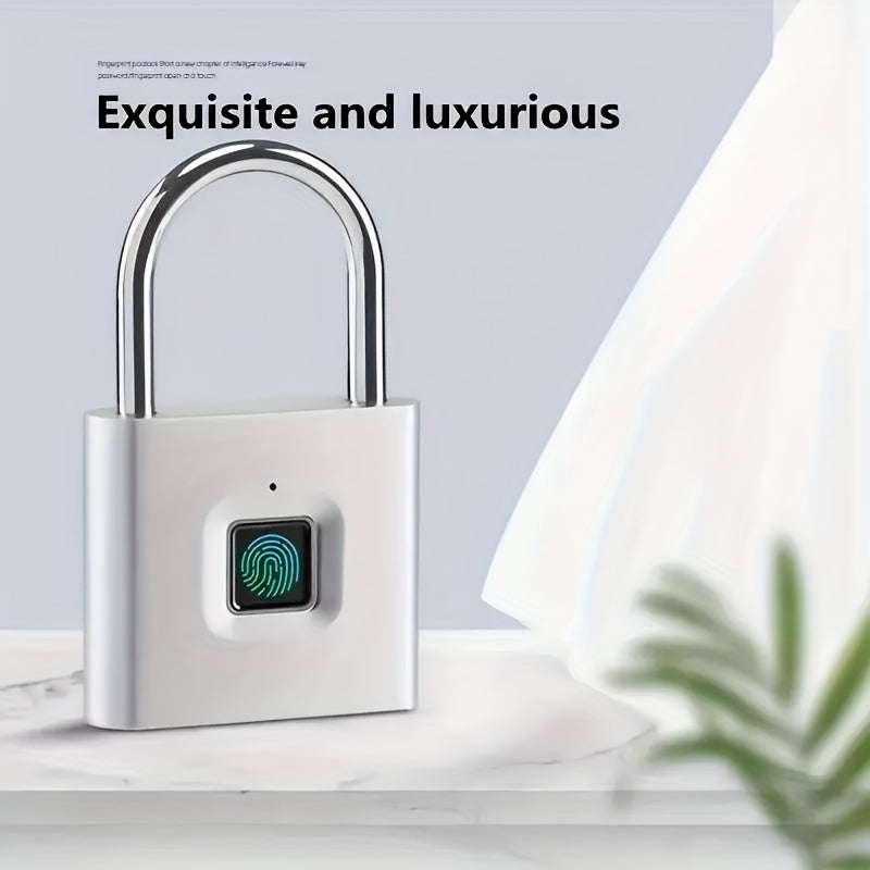 1pc Mini Smart Fingerprint Padlock, Security Door Lock, Keyless USB Rechargeable Lock For Suitcase Luggage