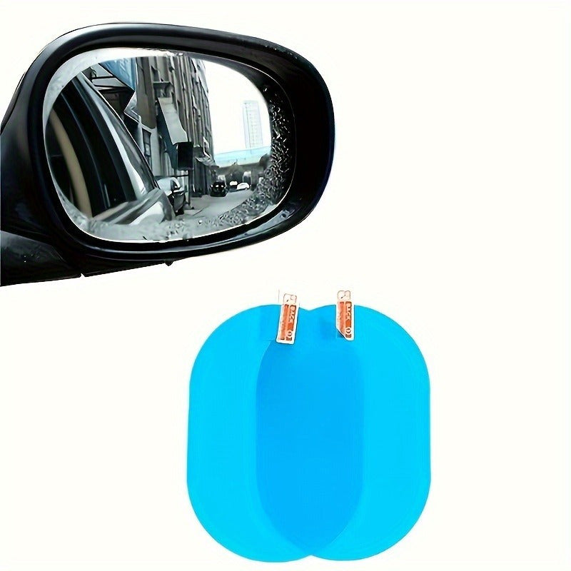 2 películas antivaho e impermeables para espejos retrovisores de coche, de PET transparente e impermeable.