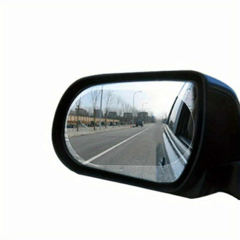 2 películas antivaho e impermeables para espejos retrovisores de coche, de PET transparente e impermeable.