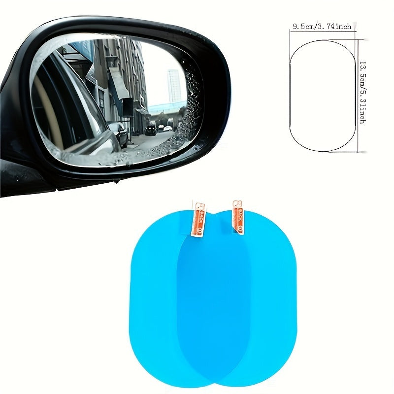 2pcs Anti-Fog Rainproof Car Mirror Film - Waterproof, Clear PET Protective Sticker for Rearview Mirrors