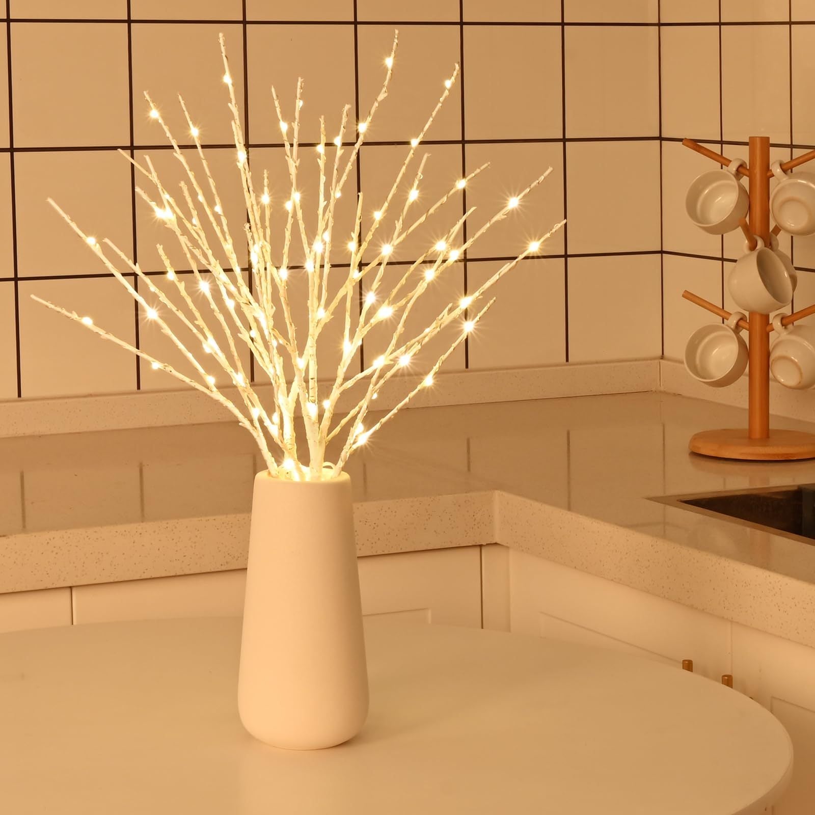 1pc Nordic Style Faux Branches LED Light - Indoor Decor, Bar, Homestay Night Light, Decorative Ambiance Light, Ramadan Spring Decor, USB Powered, 36V or Below, Key Control, No Battery Included, Non-Waterproof, Desktop Mount,