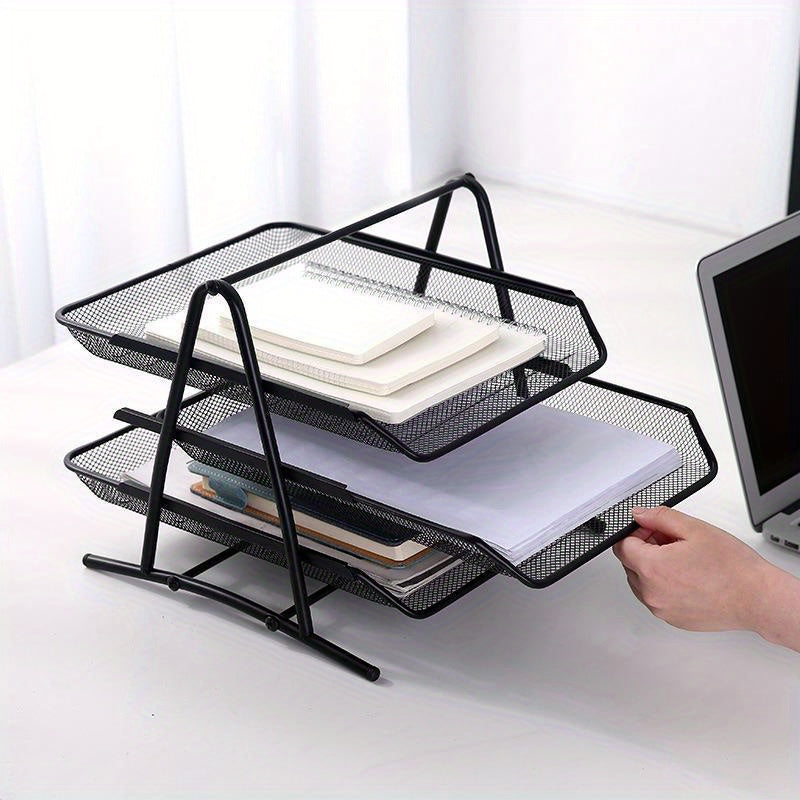 Estante de almacenamiento de escritorio para oficina creativa, estante de gestión de almacenamiento de hierro de tres capas, estante de documentos de escritorio creativo para oficina, estante de información, estantería de libros apilada de múltiples capas