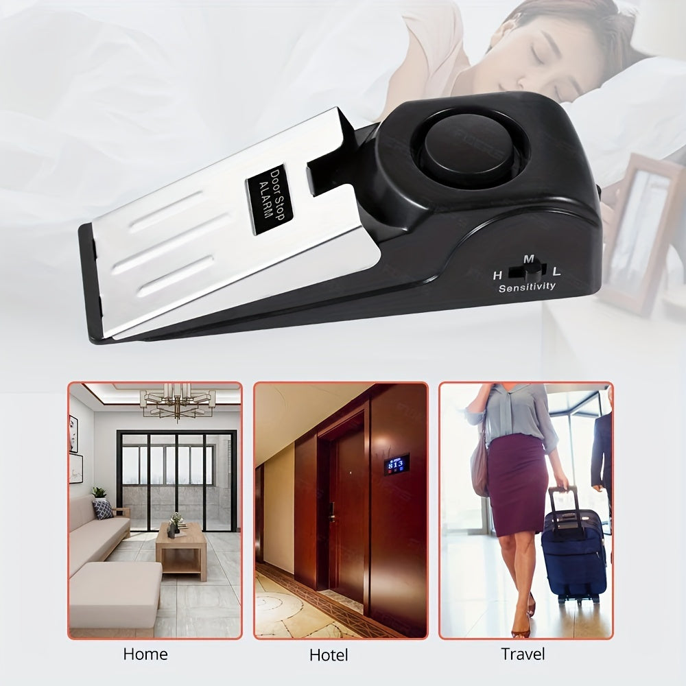 1pc Stainless Steel Door Stop Alarm, Metal Doorstop with 3-Level Sensitivity, 120dB Security Buzzer for Home, Travel, Hotel - Anti-Theft Magnetic Smart Home Alarm System, Durable Safety Tool