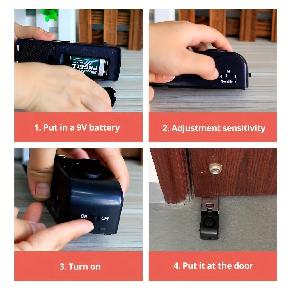1pc Stainless Steel Door Stop Alarm, Metal Doorstop with 3-Level Sensitivity, 120dB Security Buzzer for Home, Travel, Hotel - Anti-Theft Magnetic Smart Home Alarm System, Durable Safety Tool