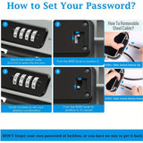 Mini Portable Safe Box with Combination Lock, Detachable Chain, Waterproof Security Lock Box for Home and Office - Large Capacity Storage