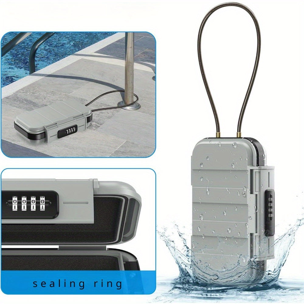 Mini Portable Safe Box with Combination Lock, Detachable Chain, Waterproof Security Lock Box for Home and Office - Large Capacity Storage