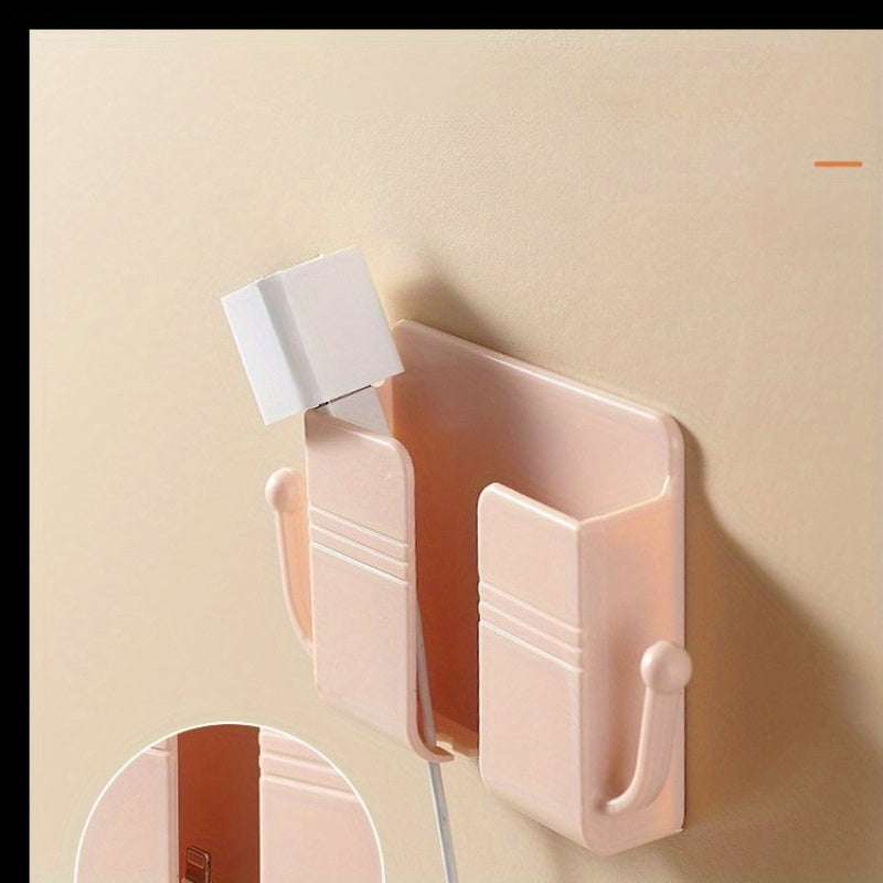 1pc Adhesive Wall Mount Phone Holder With Data Cable Receiving Hole, Perfect For Shower, RV, And Charging