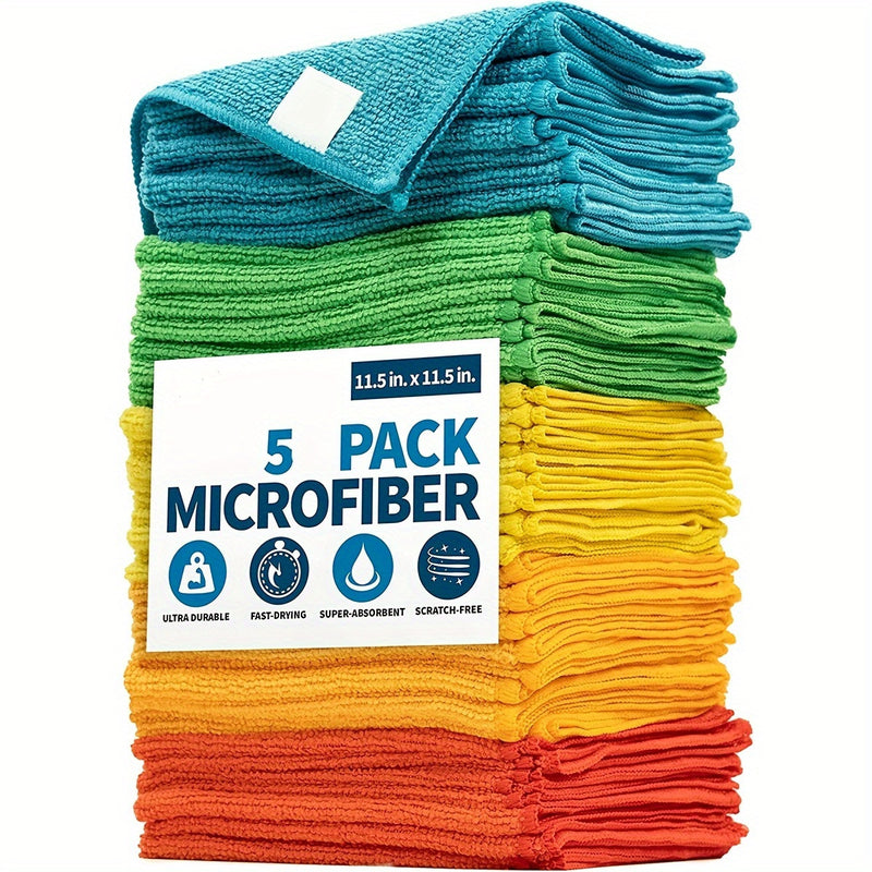 Microfiber Cleaning Cloths Pack - Polyester Woven Towels for Kitchen, Bathroom, Living Room, Toilet - Multipurpose Household Rags, Dusting Dishwashing Cloth, Quick Absorbent & Scratch-Free
