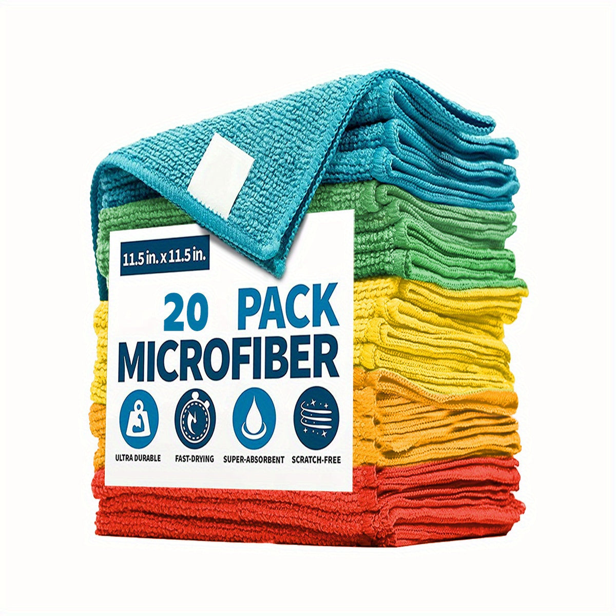 Microfiber Cleaning Cloths Pack - Polyester Woven Towels for Kitchen, Bathroom, Living Room, Toilet - Multipurpose Household Rags, Dusting Dishwashing Cloth, Quick Absorbent &amp; Scratch-Free