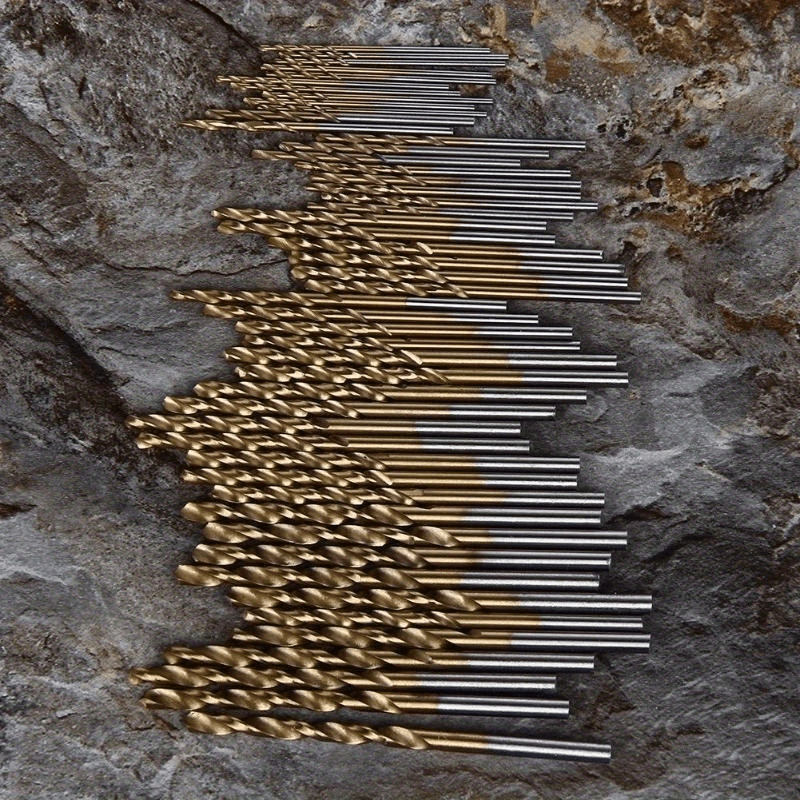 Juego de 50 brocas de acero de alta velocidad (HSS), con revestimiento de titanio, multitamaño de 1 a 3 mm, para metal, madera y plástico - Herramientas de perforación de precisión