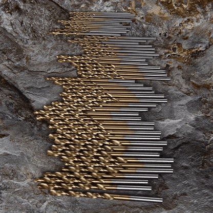 Juego de 50 brocas de acero de alta velocidad (HSS), con revestimiento de titanio, multitamaño de 1 a 3 mm, para metal, madera y plástico - Herramientas de perforación de precisión